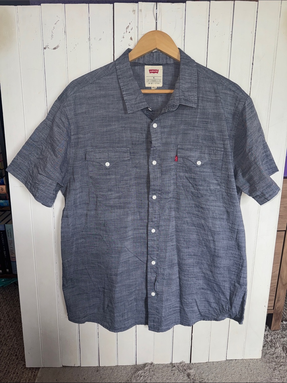 Levi's Short Sleeve Button-Up Shirt Blue Size XL